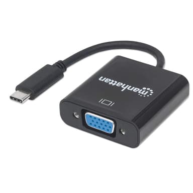 Manhattan USB-C to VGA Converter Cable, 1080p@60Hz, Black, 8cm, Male to Female, Lifetime Warranty, Equivalent to CDP2HD view 1