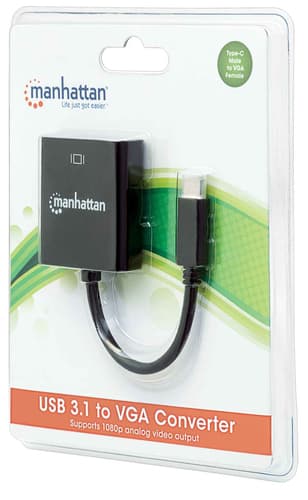 Manhattan USB-C to VGA Converter Cable, 1080p@60Hz, Black, 8cm, Male to Female, Lifetime Warranty, Equivalent to CDP2HD view 6