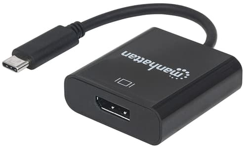 Manhattan USB-C to DisplayPort 1.2 Cable, 4K@30Hz, 21cm, Male to Female, Black, Lifetime Warranty
