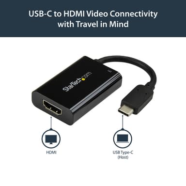 StarTech.com USB C to HDMI 2.0 Adapter with Power Delivery - 4K 60Hz USB Type-C to HDMI Display Video Converter - 60W PD Pass-Through Charging Port - Thunderbolt 3 Compatible - Black view 8