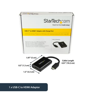 StarTech.com USB C to HDMI 2.0 Adapter with Power Delivery - 4K 60Hz USB Type-C to HDMI Display Video Converter - 60W PD Pass-Through Charging Port - Thunderbolt 3 Compatible - Black view 11