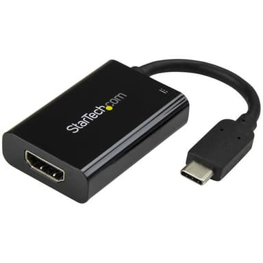 StarTech.com USB C to HDMI 2.0 Adapter with Power Delivery - 4K 60Hz USB Type-C to HDMI Display Video Converter - 60W PD Pass-Through Charging Port - Thunderbolt 3 Compatible - Black view 1