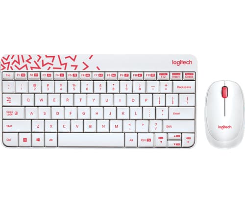 Logitech MK240 NANO keyboard Mouse included Home RF Wireless Hebrew Pink, White