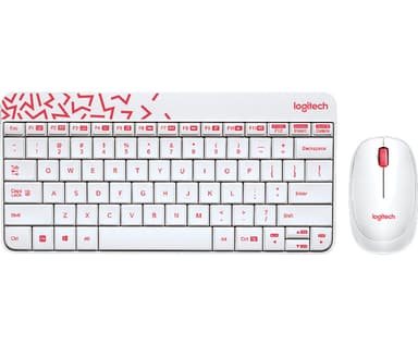 Logitech MK240 NANO keyboard Mouse included Home RF Wireless Hebrew Pink, White view 1
