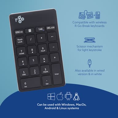 R-Go Tools Numeric keypad R-Go Numpad Break, ergonomic numeric keypad with break software, bluetooth, black view 7