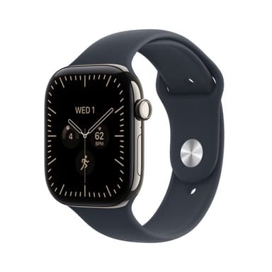 Apple Watch Series 12 GPS + Cellular 46mm Natural Titanium Case with Navy Blue Sport Band - M/L view 1