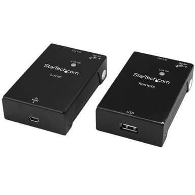 StarTech.com USB 2.0 Extender over Cat5e/Cat6 Cable (RJ45) - Up to 165ft (50m) - High Speed USB Port Extender Adapter Kit - Powered - USB over Ethernet Cable Extender - 480Mbps - Metal - TAA view 1