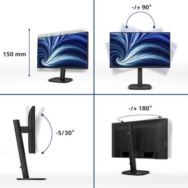 Philips 3000 series 24B2U3301/00 computer monitor 60.5 cm (23.8") 1920 x 1080 pixels Full HD LCD Black view 3