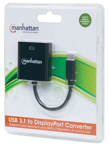 Manhattan USB-C to DisplayPort 1.2 Cable, 4K@30Hz, 21cm, Male to Female, Black, Lifetime Warranty view 5
