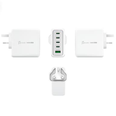 j5create JUP53100 100W GaN USB-C® 5-Port Charger view 2