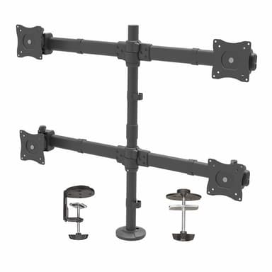 StarTech.com Desk Mount Quad Monitor Arm - Ergonomic VESA 4 Monitor Mount 2x2 up to 27" (17.6lb/8kg) - Articulating & Height Adjustable Pole Mount - Tilt/Swivel/Rotate LCD/LED Screen - Desk Clamp/Grommet view 1
