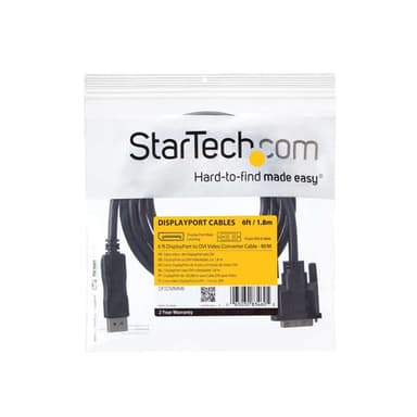StarTech.com 6ft (1.8m) DisplayPort to DVI Cable, DisplayPort to DVI Adapter Cable, Passive DP to DVI-D Video Converter, 1080p - Replaced by DP2DVI2MM6 view 9