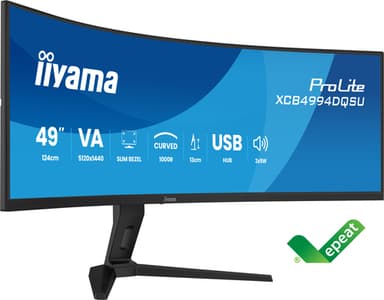 iiyama ProLite XCB4994DQSU-B1 computer monitor 124.5 cm (49") 5120 x 1440 pixels Dual QHD LCD Black view 3