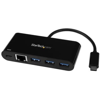 StarTech.com 3 Port USB-C Hub with Gigabit Ethernet & 60W Power Delivery Passthrough Laptop Charging - USB-C to 3x USB-A (USB 3.0 SuperSpeed 5Gbps) - USB 3.1/3.2 Gen 1 Type-C Adapter Hub~3 Port USB-C Hub with Gigabit Ethernet & 60W Power Delivery Passthrough Laptop Charging - USB-C to 3x USB-A (USB 3.0 SuperSpeed 5Gbps) - USB 3.2 Gen 1 Type-C Adapter Hub view 1