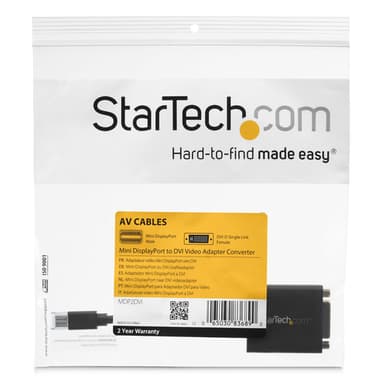 StarTech.com Mini DisplayPort to DVI Adapter - Mini DP to DVI-D Converter - 1080p Video - VESA Certified - mDP or Thunderbolt 1/2 Mac/PC to DVI Monitor - mDP 1.2 to DVI Single-Link Dongle view 6