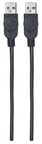 Manhattan USB-A to USB-A Cable, 1m, Male to Male, 480 Mbps (USB 2.0), Hi-Speed USB, Black, Lifetime Warranty, equivalent to USB2AA1M. view 4