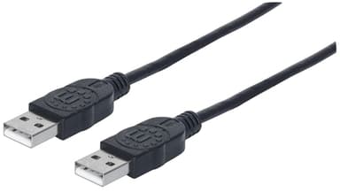 Manhattan USB-A to USB-A Cable, 1m, Male to Male, 480 Mbps (USB 2.0), Hi-Speed USB, Black, Lifetime Warranty, equivalent to USB2AA1M. view 1
