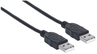 Manhattan USB-A to USB-A Cable, 1m, Male to Male, 480 Mbps (USB 2.0), Hi-Speed USB, Black, Lifetime Warranty, equivalent to USB2AA1M. view 2