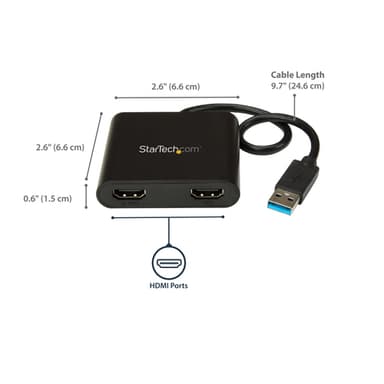 StarTech.com USB 3.0 to Dual HDMI Adapter, USB to 2x HDMI Monitor Converter for Windows (no support for macOS/ChromeOS/Linux) - TAA view 7