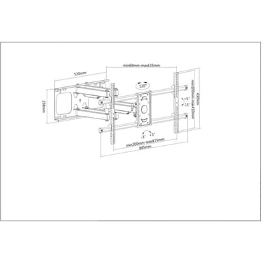 Manhattan Wall Mount for TV & Monitors (Full Motion), For screens 37" to 75", VESA compatibility: all between 200x200mm to 800x400mm - check the dimensions of the four mounting holes on back of screen to ensure it fits, Max 75kg, Black, Bracket, Lifetime Warranty view 5