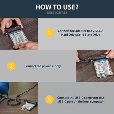 StarTech.com USB 3.1 (10Gbps) Adapter Cable for 2.5”/3.5” SATA Drives - USB-C view 10