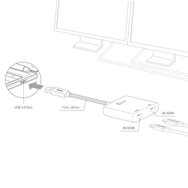 j5create JUA365 USB™ 3.0 to Dual HDMI Multi-Monitor Adapter, Silver view 9