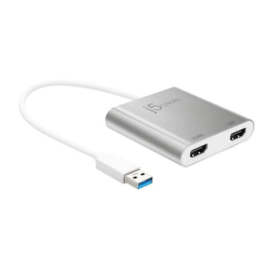j5create JUA365 USB™ 3.0 to Dual HDMI Multi-Monitor Adapter, Silver view 2