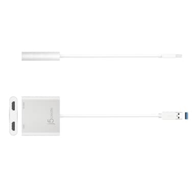 j5create JUA365 USB™ 3.0 to Dual HDMI Multi-Monitor Adapter, Silver view 3