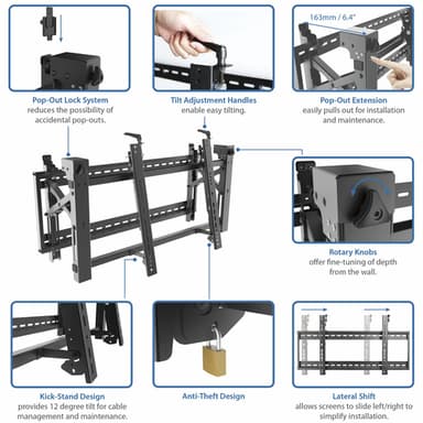 StarTech.com Video Wall Mount - Pop-Out Design - Micro-Adjustment view 3