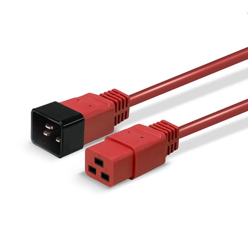 Lindy 1m IEC C19 to C20 Extension Cable, Red