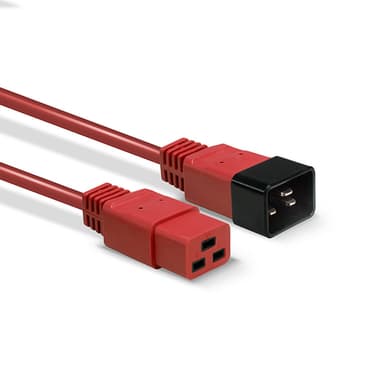 Lindy 1m IEC C19 to C20 Extension Cable, Red view 3