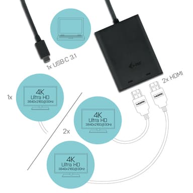 i-tec USB-C 3.1 Dual 4K HDMI Video Adapter view 3