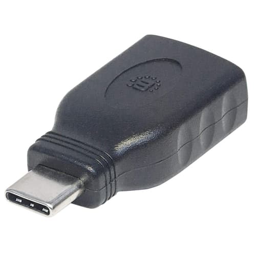 Manhattan USB-C to USB-A Adapter, Male to Female, 5 Gbps (USB 3.2 Gen1 aka USB 3.0), SuperSpeed USB, Black, Lifetime Warranty, Equivalent to USB31CAADG