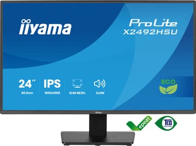 iiyama ProLite X2492HSU-B1 computer monitor 60.5 cm (23.8") 1920 x 1080 pixels Full HD LED Black view 2