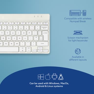 R-Go Tools Ergonomic keyboard R-Go Compact Break, compact keyboard with break software, QWERTY (UK), Bluetooth, white view 14