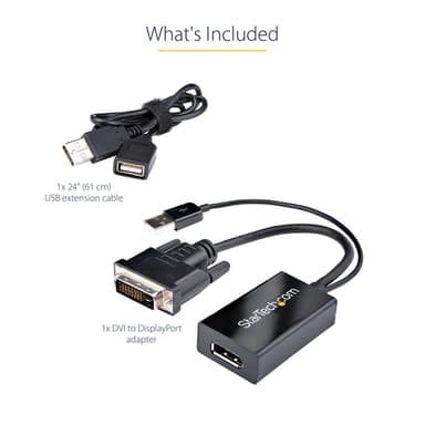 StarTech.com DVI to DisplayPort Adapter - USB Power - 1920 x 1200 - DVI to DisplayPort Converter - Video Adapter - DVI-D to DP view 14