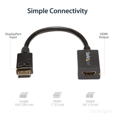 StarTech.com DisplayPort to HDMI Adapter - DP 1.2 to HDMI Video Converter 1080p - DP to HDMI Monitor/TV/Display Cable Adapter Dongle - Passive DP to HDMI Adapter - Latching DP Connector view 12