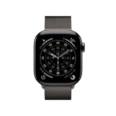Apple Watch Series 11 GPS + Cellular 42mm Slate Titanium Case with Slate Milanese Loop view 2