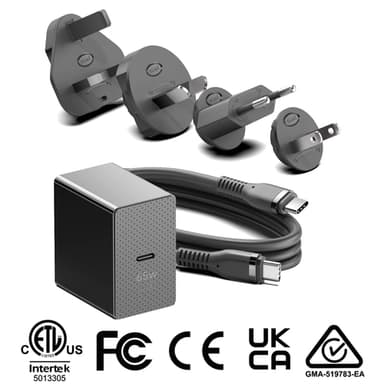 Origin Storage Origin 65W Wall Charger with 1.5m USB-C cable and 4 Multi AC Plugs view 1