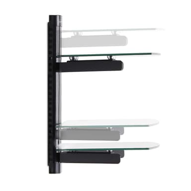 StarTech.com Dual Floating Wall-Mounted AV Shelves, Adjustable Height Shelf For Under TV, Organize A/V Equipment On Black Tempered Glass Shelves view 5