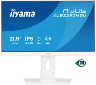 iiyama ProLite XUB2293HSU-W7 computer monitor 54.6 cm (21.5") 1920 x 1080 pixels Full HD LED White view 2