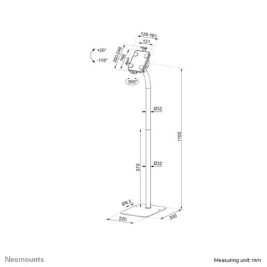 Neomounts FL15-625WH1 Tablet floor stand 7.9-11" - lockable - universal view 19