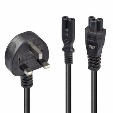 Lindy 2.5m UK 3 Pin Plug to IEC C5 & IEC C7 Splitter Extension Cable, Black view 1