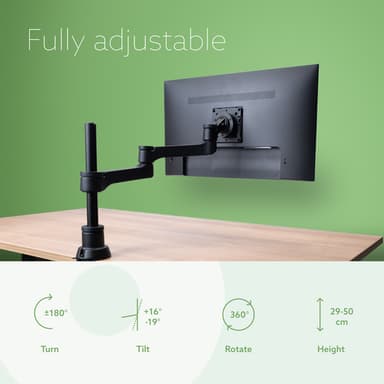 R-Go Tools Monitor arm R-Go Zepher Single, fully adjustable, 0-8 Kg load capacity, 100% circular, black view 5