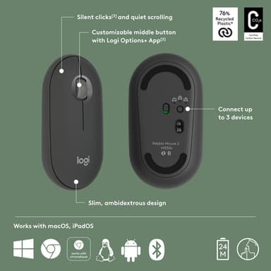 Logitech 910-007015 mouse Travel Ambidextrous RF Wireless + Bluetooth Optical 4000 DPI view 15