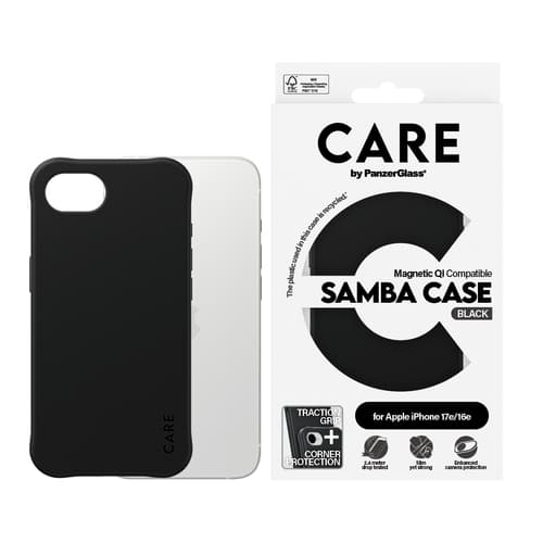 PanzerGlass CARE™ by ® Samba Case Black w. Qi Compatible iPhone 17e | 16e