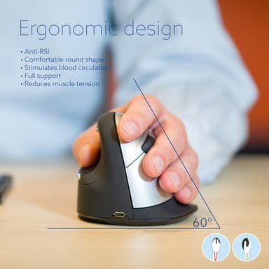 R-Go Tools Ergonomic mouse R-Go HE Break with break software, large (hand size ≥ 185 mm), left-handed, Bluetooth, black view 7