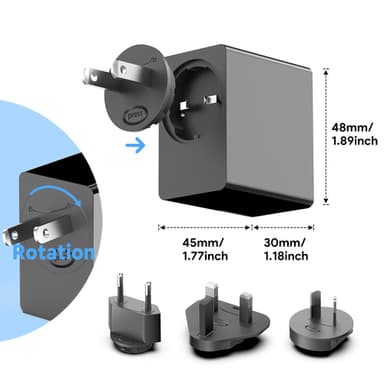 Origin Storage Origin 65W Wall Charger with 1.5m USB-C cable and 4 Multi AC Plugs view 3
