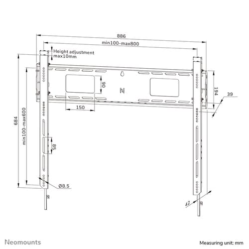 Neomounts WL30-750BL18 Heavy duty wall mount 55-98" - fixed - lockable - fast installation - TÜV