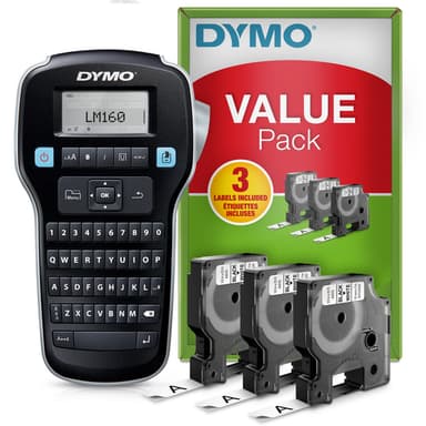 DYMO LabelManager 160 Label Maker Starter Kit with 3 rolls of D1 Label Tape | Handheld Label Printer Machine | QWERTY Keyboard | Ideal for Office or Home view 1